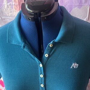 AÉROPOSTALE 87 Teal Polo Top with Button Front